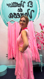 VESTIDO RAYAS ROSA FLORA