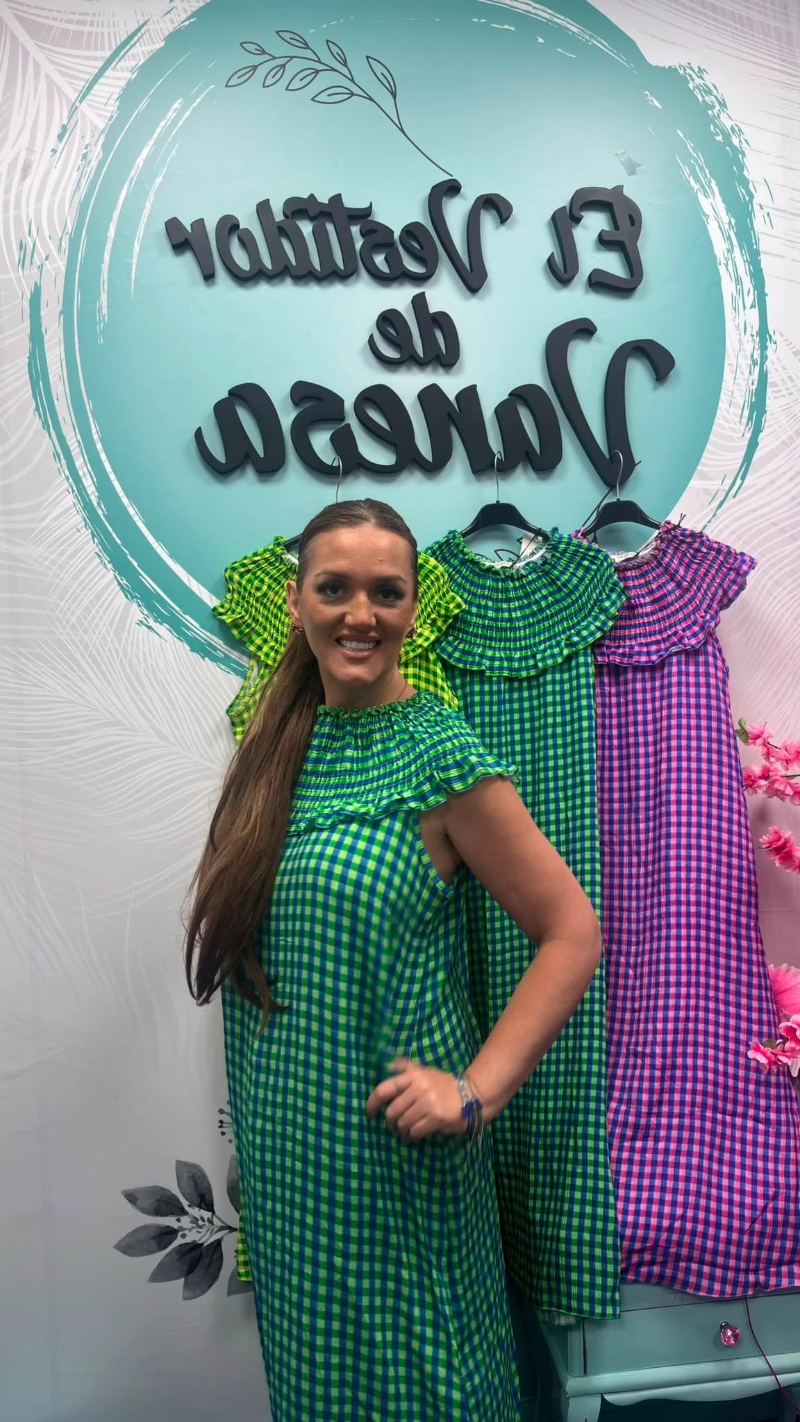VESTIDO VICHY VANE FLÚOR