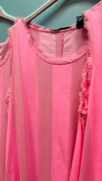 VESTIDO RAYAS ROSA FLORA