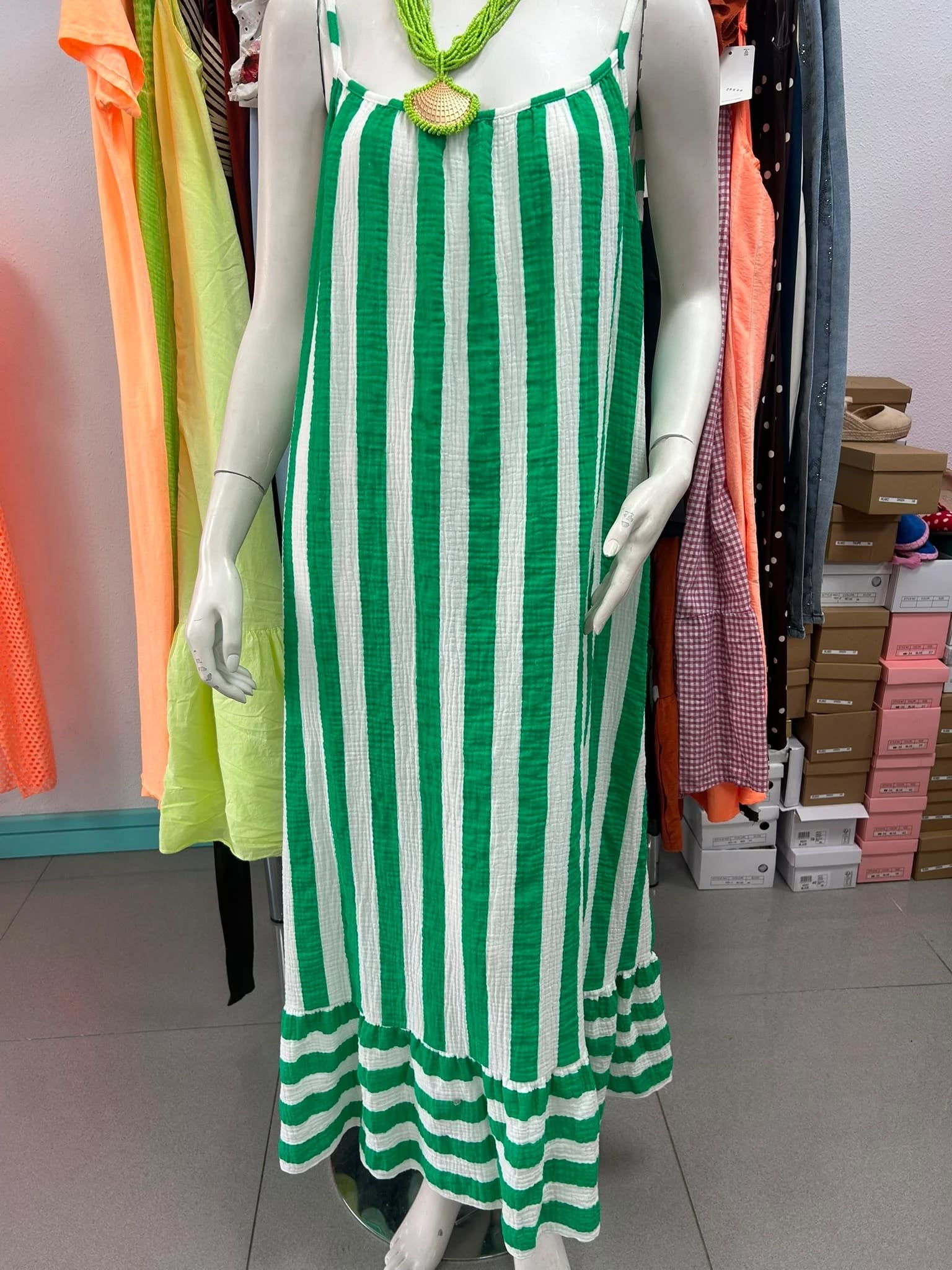 OFERTA VESTIDO RAYAS VERDE