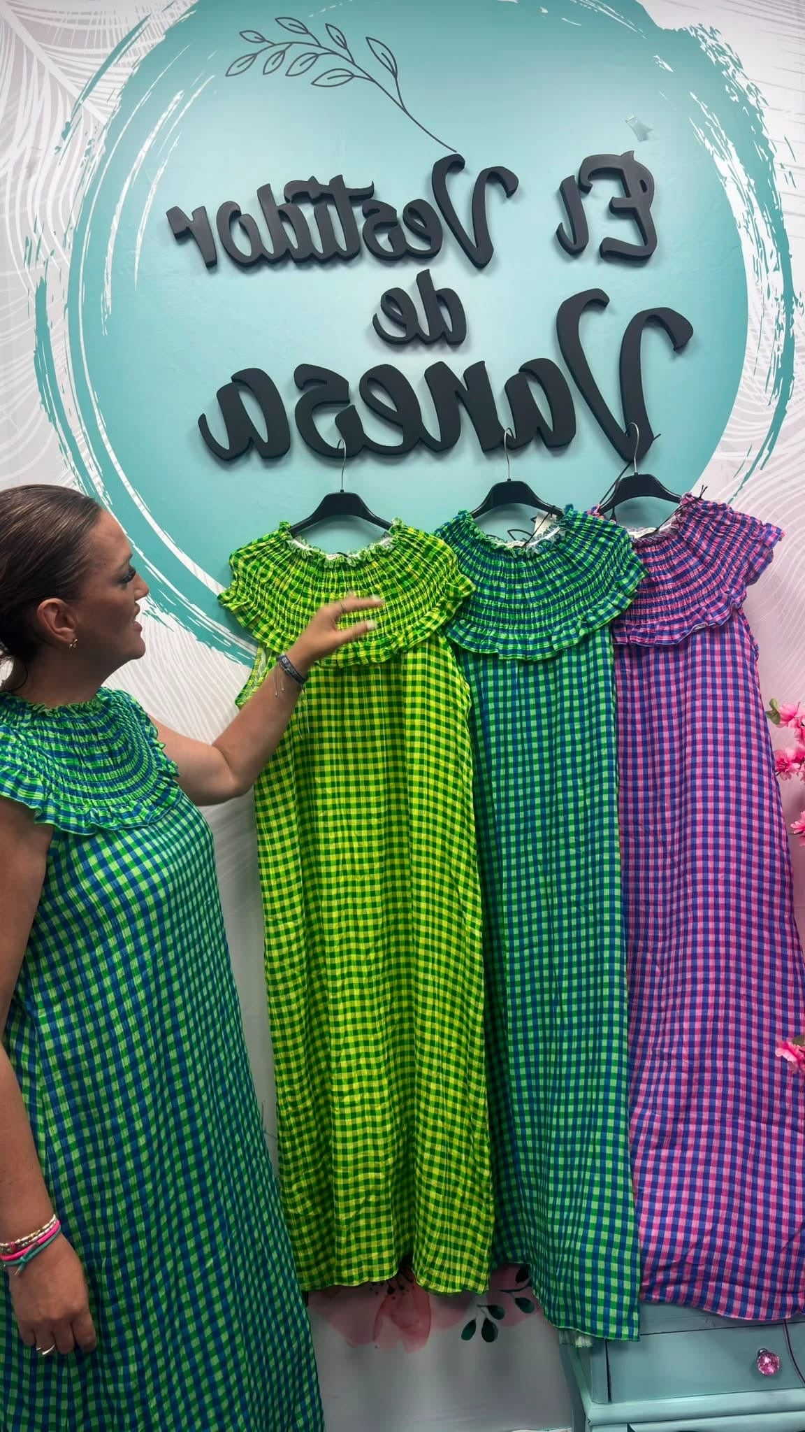 VESTIDO VICHY VANE FLÚOR