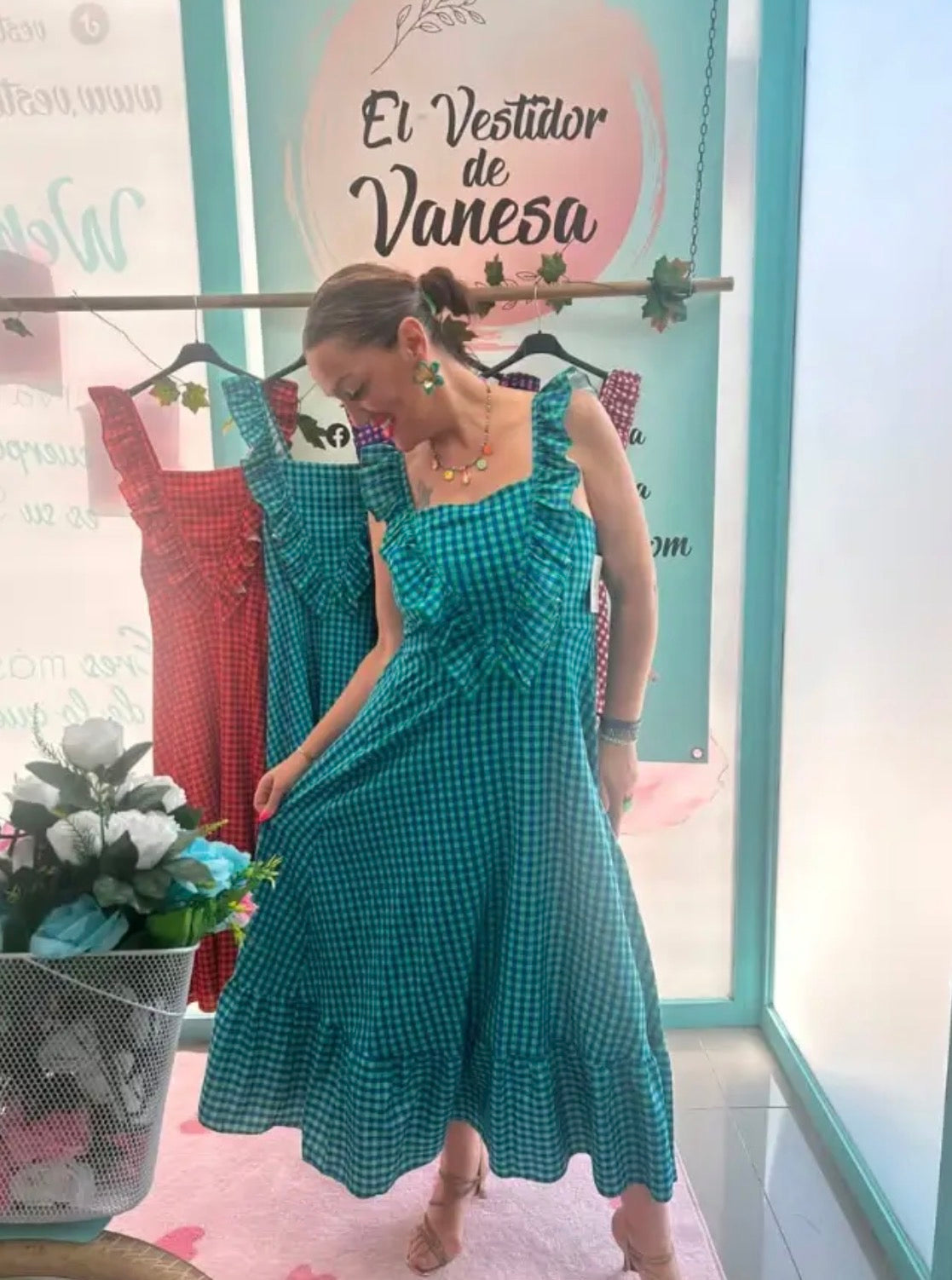 VESTIDO VICHY FLUOR DANA