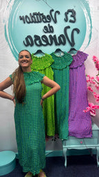 VESTIDO VICHY VANE FLÚOR
