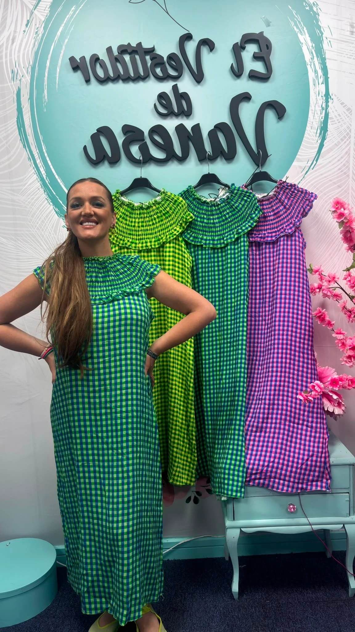 VESTIDO VICHY VANE FLÚOR