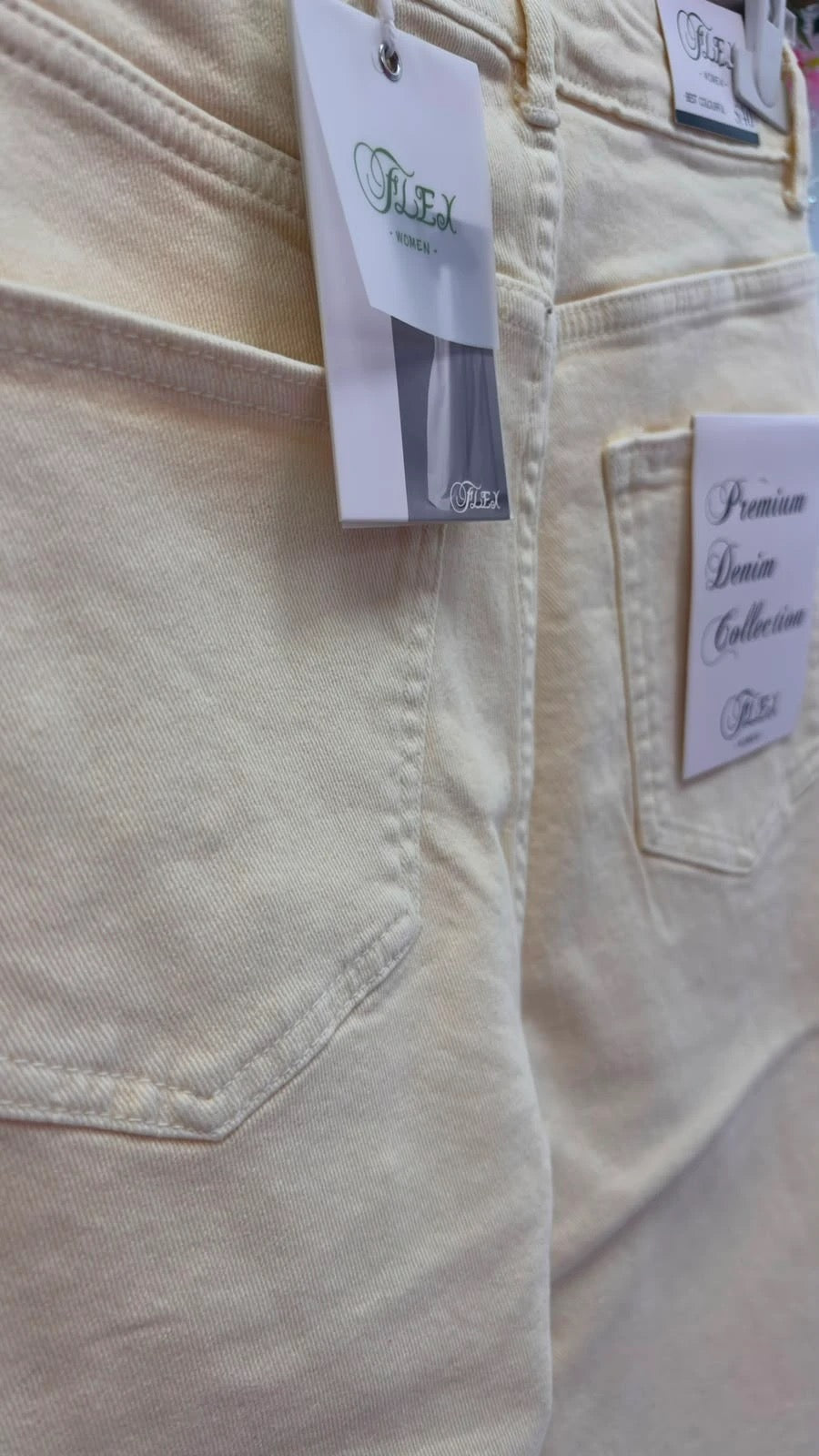 PANTALÓN DENIM STRASS VAQUERO AMARILLO