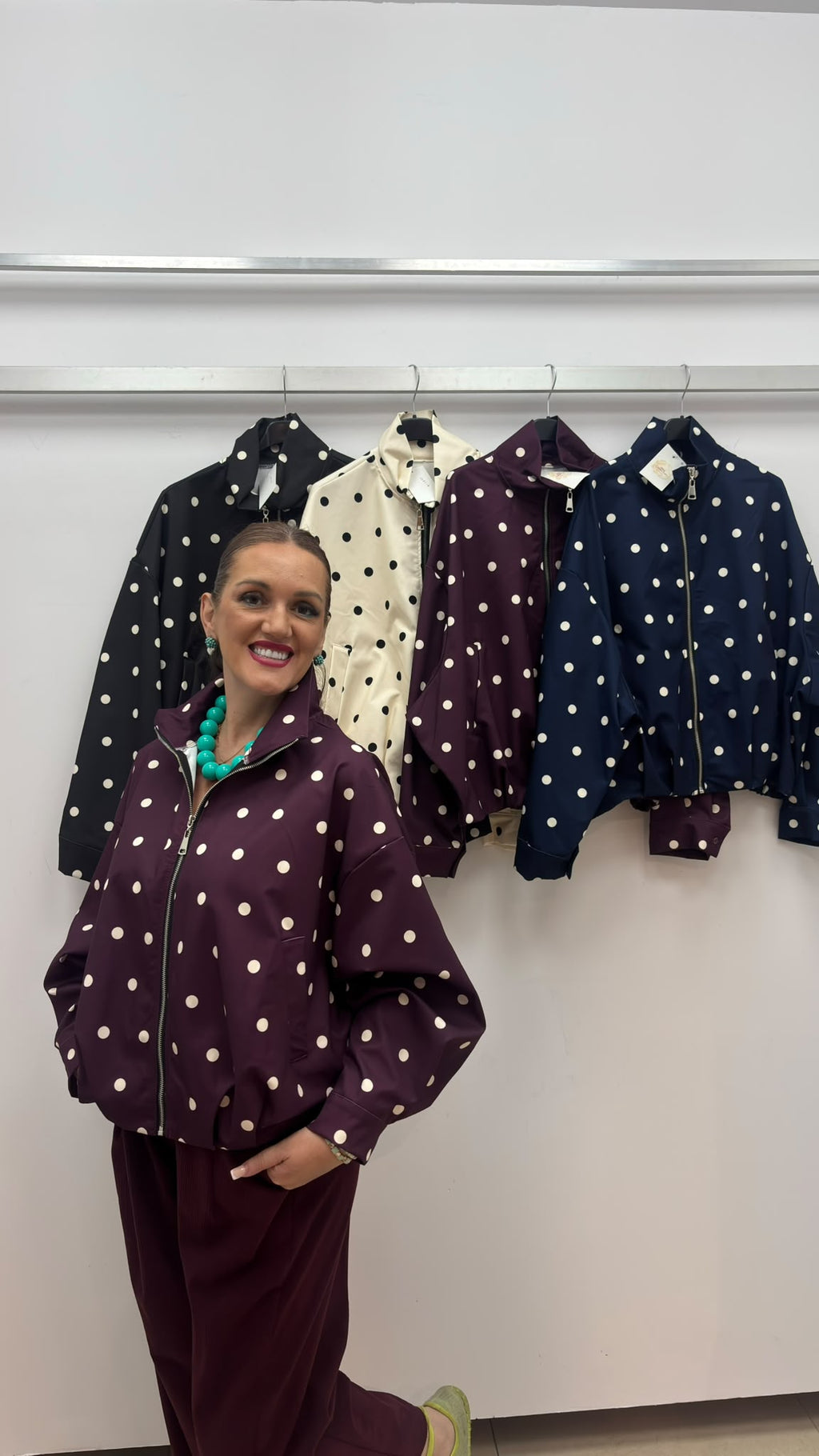 POLKA DOT WIND-BREAKER BOMBER JACKET