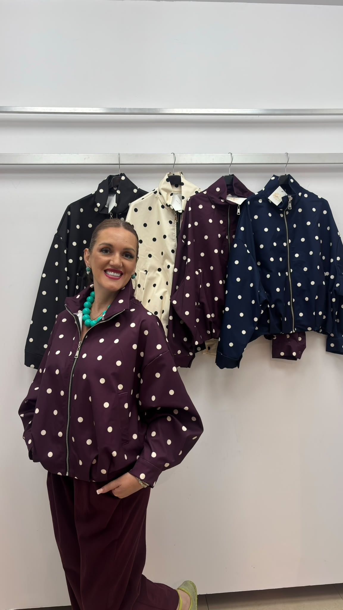 POLKA DOT WIND-BREAKER BOMBER JACKET